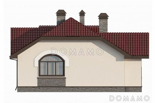 Проект кирпичного дома с изолированной кухней, двумя спальнями и небольшой гостиной / Фасад 3