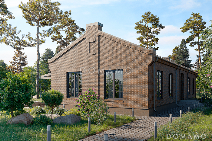 Проект дома с 4 спальнями, кабинетом и просторной дневной зоной с террасой