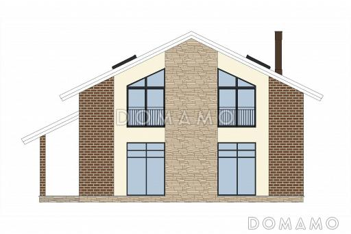 Проект двухэтажного кирпичного дома с террасой, балконом, сауной и 5 спальнями / Фасад 3