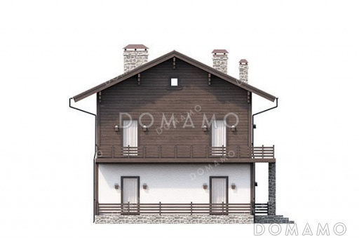 Проект дома с террасой и четырьмя спальнями / Фасад 2