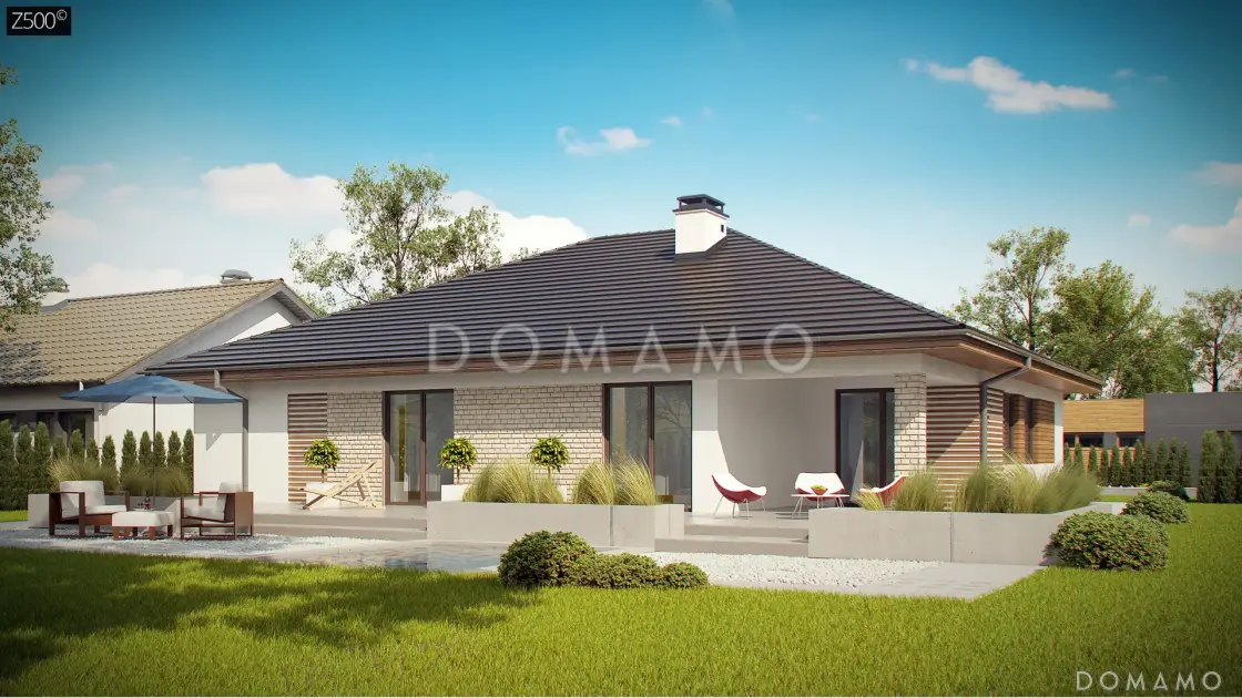 Проект одноэтажного дома из газобетона с гаражом на 2 автомобиля и подвалом / 1