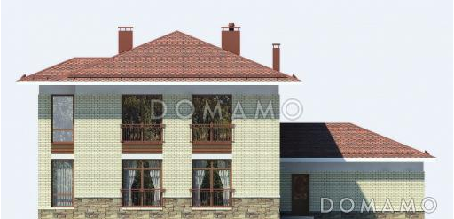 проект двухэтажного дома с большой гостинной и гаражом на две машины / Фасад 3