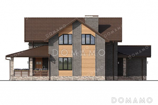 Проект дома с мансардой и большой террасой / Фасад 3