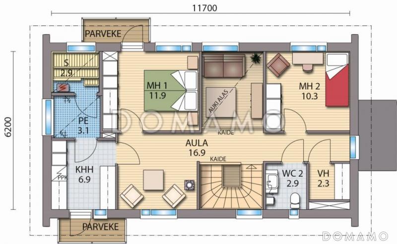Проект полноценного двухэтажного каркасного дома / План 2 этажа