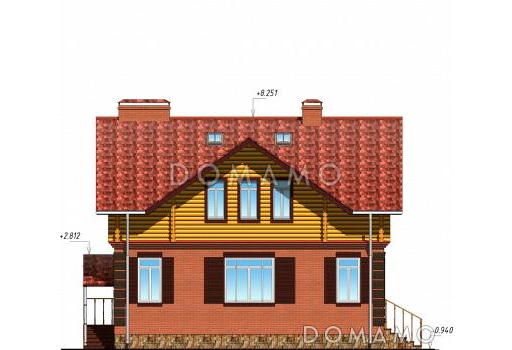 Проект одноэтажного дома с просторной мастерской на мансардном этаже / Фасад 3