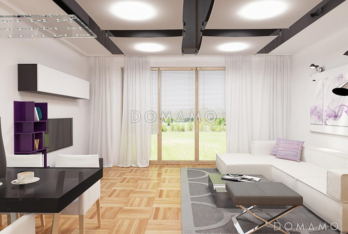 Проект одноэтажного дома из газобетона с оригинальной открытой террасой по периметру и с жилой мансардой Проект одноэтажного дома из газобетона с оригинальной открытой террасой по периметру и с жилой мансардой