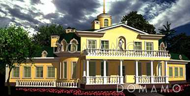 Проект двухэтажного дома из кирпича с правым и левым крылом