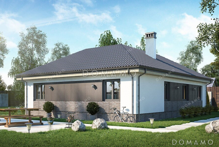 Проект одноэтажного дома с просторной гостиной, тремя спальнями и котельной