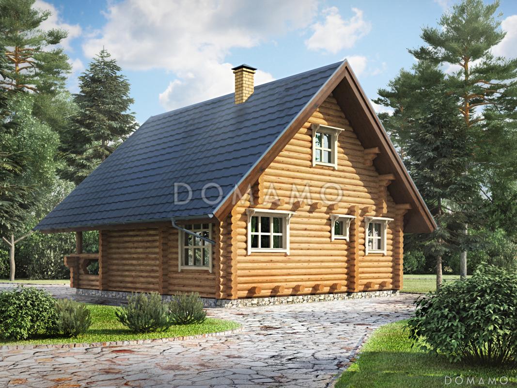 Проект небольшого деревянного дома с камином и лоджией  / 2