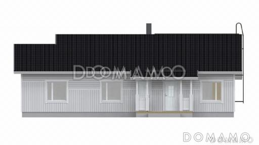 Проект каркасного дома с двускатной крышей / Фасад 1