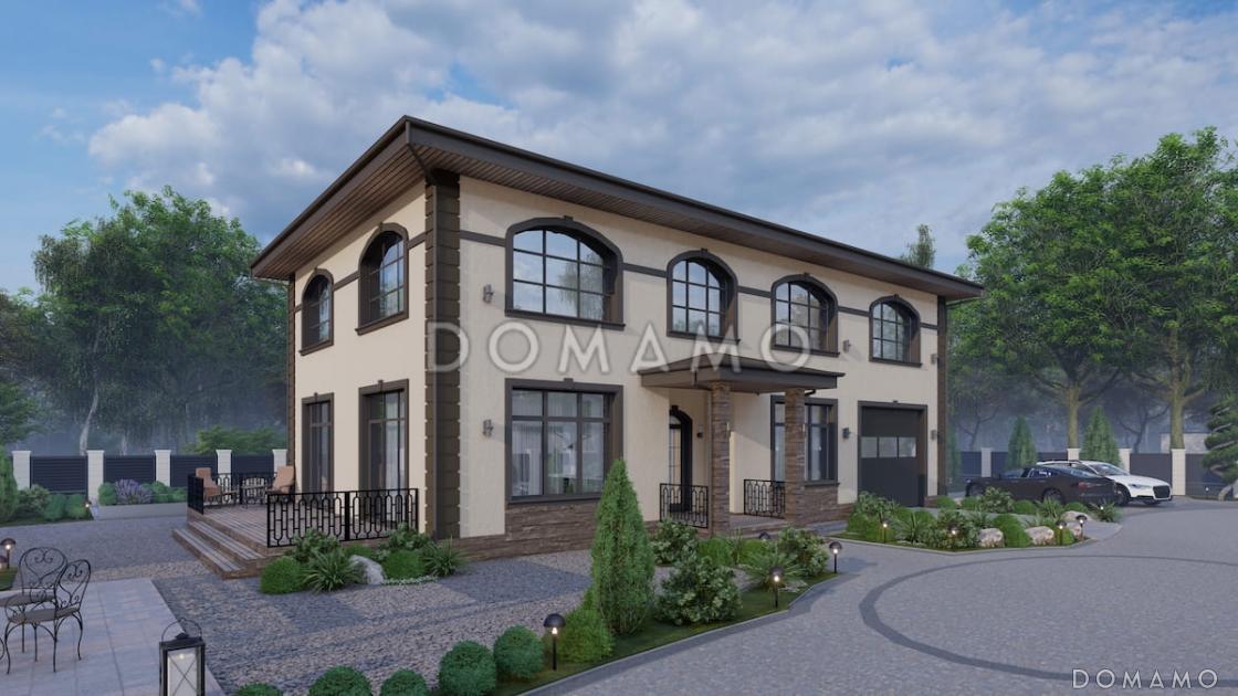 Проект двухэтажного дома из газобетона с 5 спальнями, сауной и гаражом на 1 машину / 4