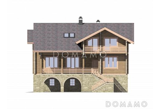 Проект дома с сауной на цокольном этаже / Фасад 1