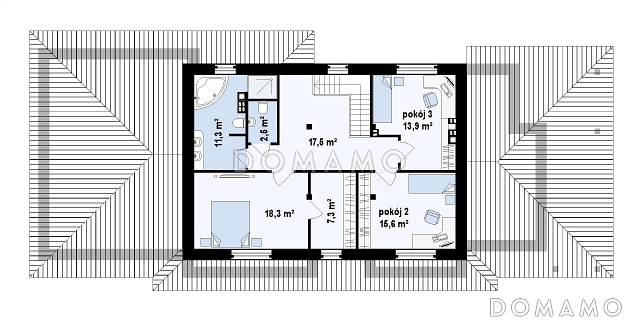Проект красивого просторного двухэтажного коттеджа из кирпича с крытой террасой и гаражом / План 2 этажа