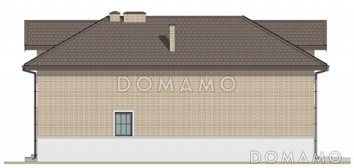 Проект гаража из газобетона с мансардным этажом и облицовкой из кирпича / Фасад 2
