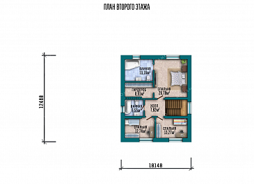 Проект двухэтажного дома с большой террасой и гаражом / План 2 этажа Проект двухэтажного дома с большой террасой и гаражом / План 2 этажа