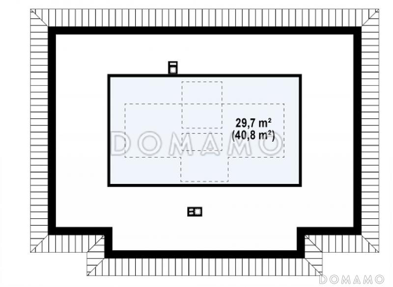Проект одноэтажного дома из кирпича с тремя спальнями и комнатой на мансардном этаже / План мансардного этажа