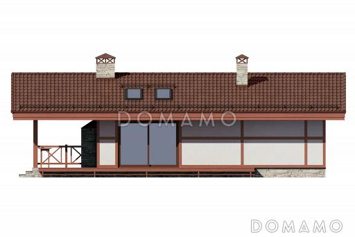 Проект бани из газобетона с барбекю на террасе / Фасад 4