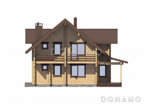 Проект дома из бруса с гостевым блоком / Фасад 2