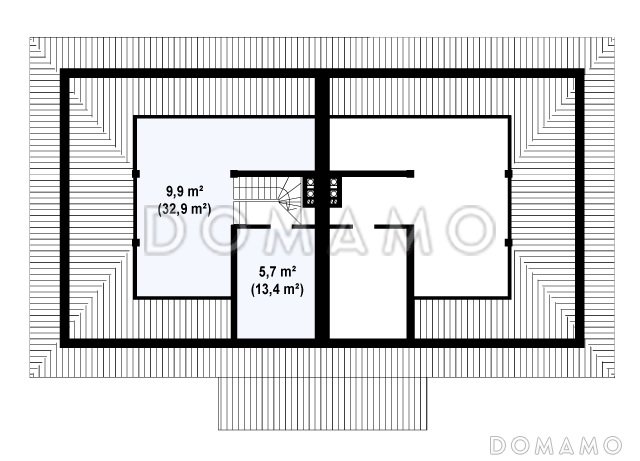 Проект двухэтажных домов-близнецов из газобетона с гаражом и чердаком / План мансардного этажа