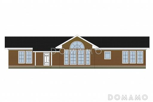 Проект одноэтажного каркасного дома с сауной / Фасад 1