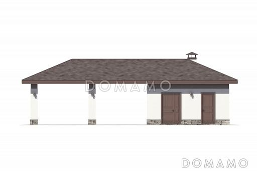 Навес на два автомобиля с техническим и хозяйственным помещениями / Фасад 1