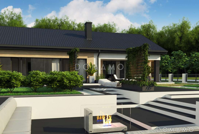 Проект комфортного одноэтажного дома из кирпича с четырьмя спальнями