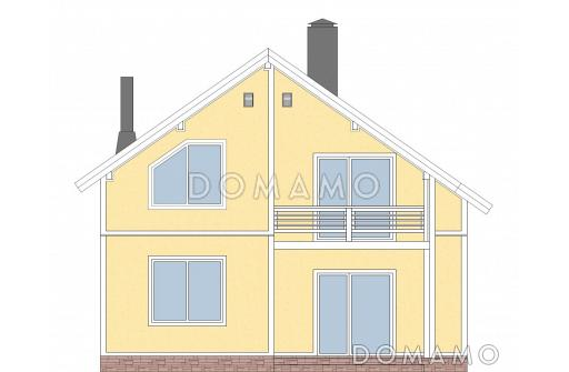 Проект каркасного дома 9 на 10 с четырьмя спальнями на мансарде / Фасад 3