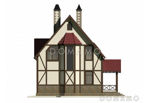 Проект практичного коттеджа в стиле фахверк / Фасад 3