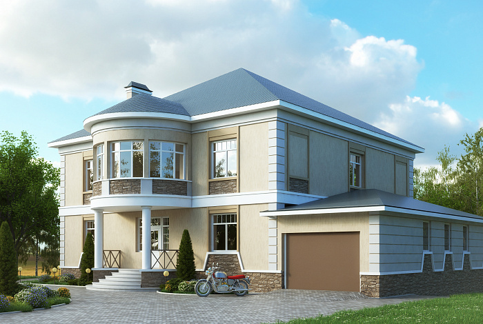 Проект двухэтажного жилого дома, запроектированного в современном стиле