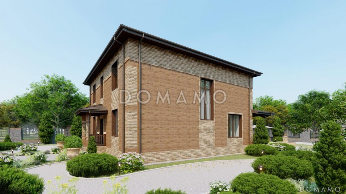 Проект двухэтажного дома с 4 спальнями, большой гостиной и подсветкой на террасе / 3