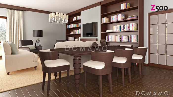 Проект современного двухэтажного дома в стиле хай-тек из кирпича с плоской крышей, гаражом и балконом Проект современного двухэтажного дома в стиле хай-тек из кирпича с плоской крышей, гаражом и балконом