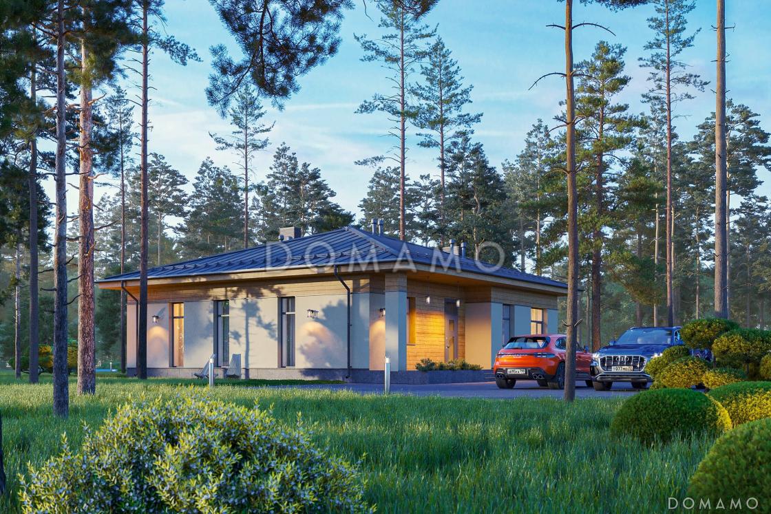 Проект одноэтажного дома с 3 спальнями и крытой террасой барбекю / 5