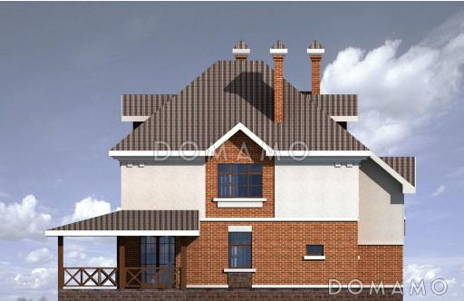 Проект кирпичного дома с мансардой / Фасад 2