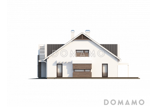 Проект современных мансардных домов-близнецов из газобетона с гаражом, слуховым окном и балконом / Фасад 4