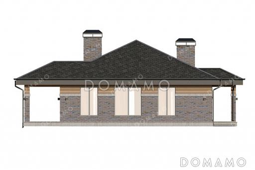 Проект одноэтажного дома с мастер-спальней, просторной кухней-гостиной, сауной и постирочной / Фасад 2