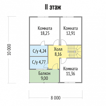 Проект стильного каркасного дома с балконом / План мансардного этажа
