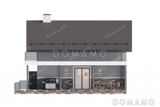 Проект дома с мастер-спальней, крытой и открытой террасами и балконом / Фасад 2