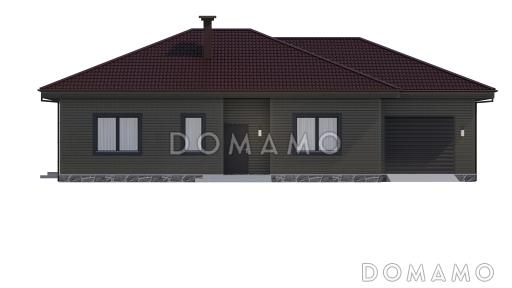 Проект одноэтажного дома с пристроенным гаражом и крытой террасой / Фасад 3