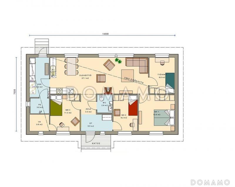 Проект каркасного дома до 150 кв.м / План 1 этажа