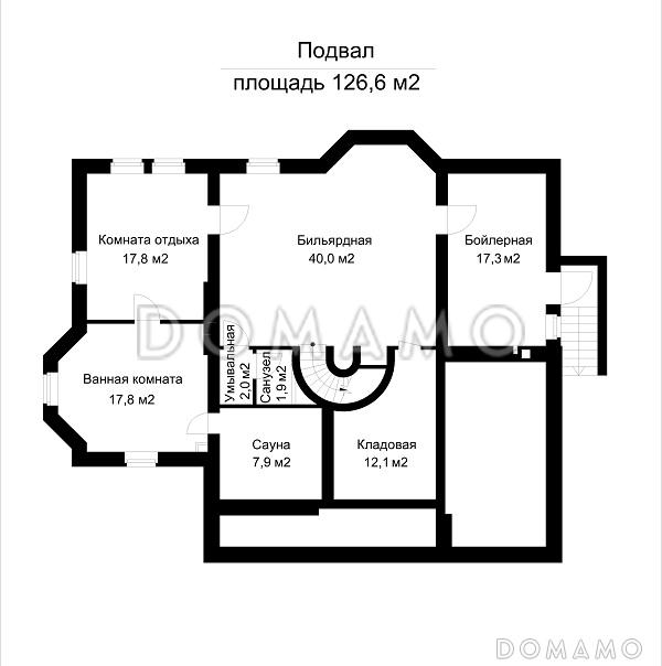 Дом в классическом стиле с цокольным этажом / План цокольного этажа