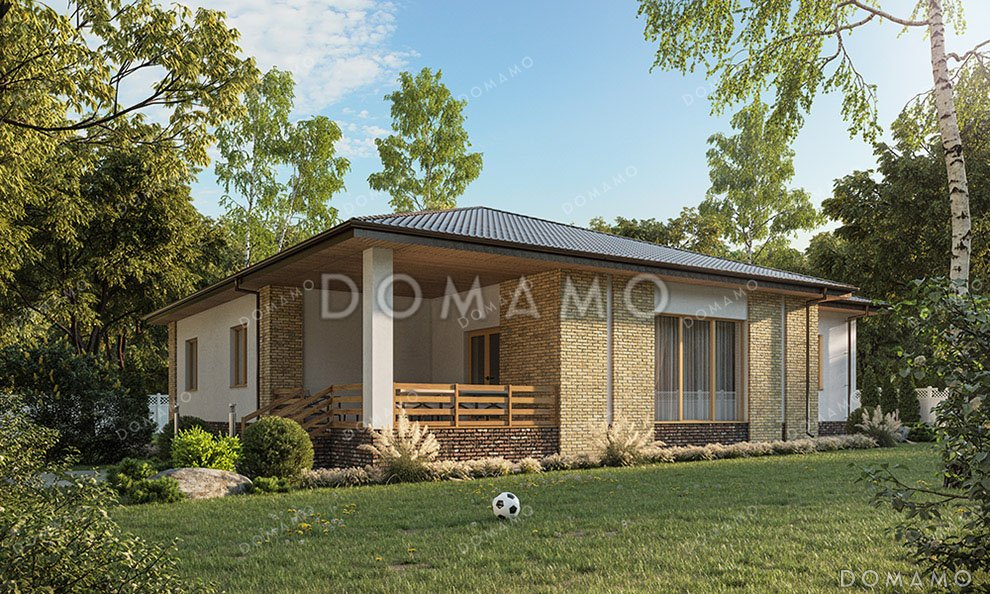 Проект одноэтажного дома с большой террасой и гаражом / 2