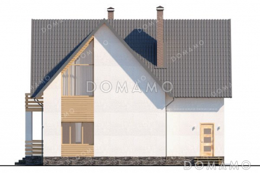 Проект одноэтажного дома с мансардой и гаражом в современном стиле / Фасад 3