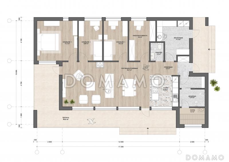 С-202 одноэтажный дом  / План 1 этажа