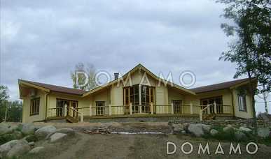 Проект одноэтажного деревянного дома из клееного бруса сложной формы Проект одноэтажного деревянного дома из клееного бруса сложной формы