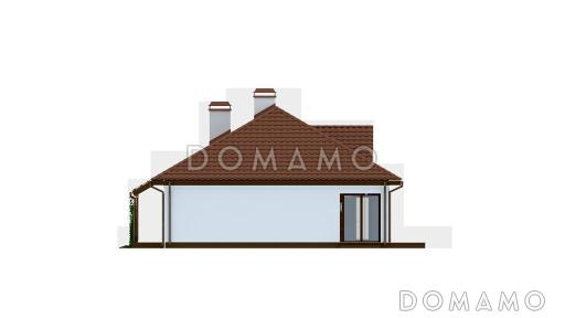 Проект одноэтажного дома из газобетона с крытой террасой и оранжереей  / Фасад 4