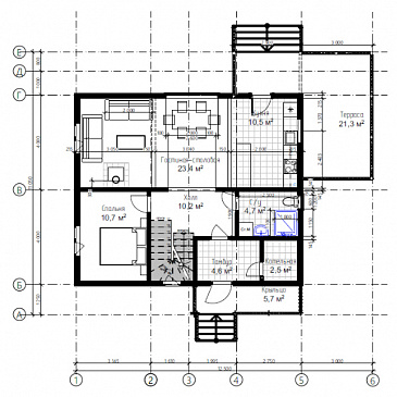 Двухэтажный дом «Мартин» (136 м2) / План 1 этажа