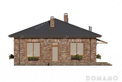 Проект одноэтажного дома с 3 спальнями и открытой террасой / Фасад 2