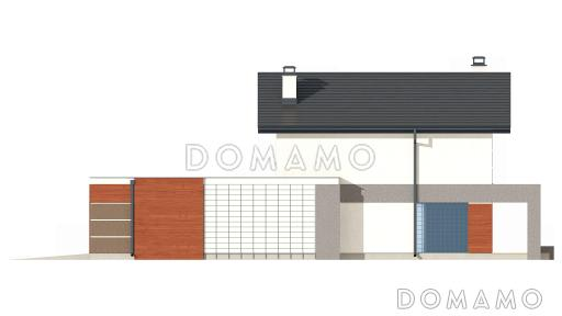 Проект небольшого двухэтажного дома из кирпича с тремя спальнями и балконом, с гаражом / Фасад 2