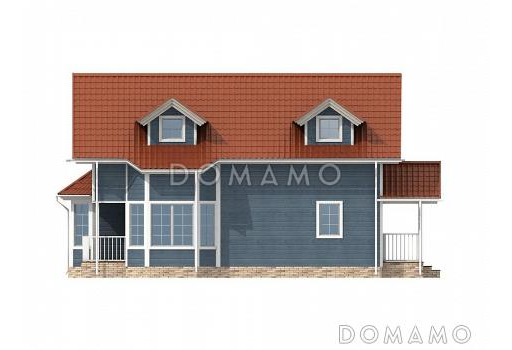 Проект двухэтажного каркасного дома с эркерами / Фасад 2