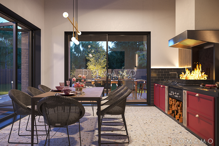 Проект дома с открытой планировкой дневной зоны, кабинетом, мастер-спальней и спа-зоной